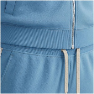 <b>Women</b> Light Blue Tracksuit Set Full <b>Zip</b> Stand Collar Sweatshirt Jogger Pants Breathable Sporty Style Solid Color Midweight - Product Image 5
