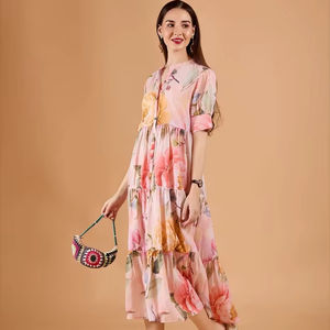 Vestido Midi de Verano para Mujer, Tejido Ligero y Cómodo, Estilo Casual y Moderno para la Playa y Vacaciones, Ideal para Exportación - Product Image 1