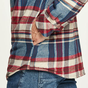 Veste en flanelle matelassée pour homme, style logo personnalisé, prix de gros, à carreaux, thermique, décontractée, hip-hop, automne-hiver - Product Image 3