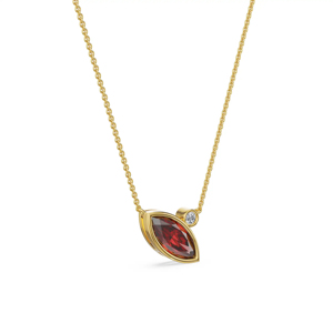 Collier pendentif grenat plaqué or 18 carats pour femme avec diamant rond serti clos et design goutte d'eau, chaîne serpent classique - Product Image 2