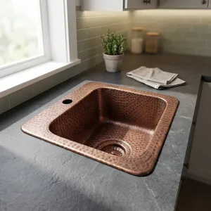 Fregadero de Cobre Puro Martillado para Cocina y Baño, Acabado Antiguo, Lavabo de Cobre Hecho a Mano, Herramienta de Limpieza para Cocina - Product Image 6