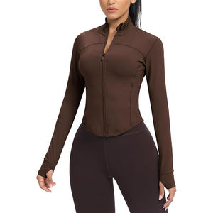 Chaqueta de Yoga para Mujer, Cuello Alto, Orificios para Pulgares, Absorbe la Humedad, Nailon y Elastano, Elástica en Cuatro Direcciones, Transpirable - Product Image 1