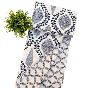 Jaipur Luxury Hand <b>Block</b> Printed Reversible Soft Cotton Single <b>Bed</b> Dohar Artisan Made Traditional Hand Crafted 100% Cotton - Product Image 1