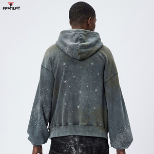 2026 Best Sale Heavyweight High Quality Plain Custom Unisex <b>Men's</b> Winter 100% Cotton Sport Wear Rhinestone Hoodies - Product Image 2