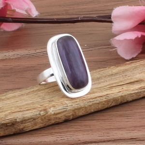 Wholesale <b>Large</b> Natural Charoite Ring 925 Sterling Silver Purple Women Rare Siberian <b>Stone</b> Band Classic Wedding Cocktail Jewelry - Product Image 4