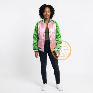 Customized Alpha | Kapa Sorority Satin Embroidered Quilted Autumn Breathable Varsity <b>Jacket</b> for Women - Product Image 3