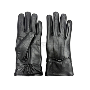 Gants en cuir noirs pour femmes, longueur poignet, style uni, usage quotidien, doublure polaire douce, gants d'hiver de marque, vente en gros - Product Image 1