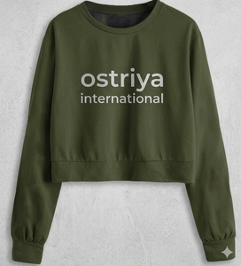 Ostriya Intl 2026 Women Streetwear Turtleneck Lightweight Fleece 100% Cotton Solid Embroidered Front <b>Drop</b>-shoulder Sweatshirt - Product Image 3