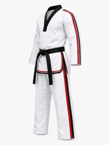 Uniforme de judo unisexe blanc avec rayures rouges et noires, coupe classique, 100% coton, durable, respirant, léger, vêtements d'arts martiaux pour adultes - Product Image 5