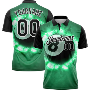 Polo de sport personnalisé vert 8 Ball pour hommes, manches courtes, impression numérique, séchage rapide, respirant, maillot d'équipe - Product Image 1