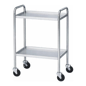 Chariot médical en acier inoxydable à 2 étagères avec poignée pour hôpital, laboratoire et usage industriel - Product Image 2