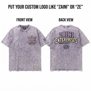 เสื้อยืดผู้ชายทรงโอเวอร์ไซส์ ผ้าคอตตอนเจอร์ซีย์พรีเมียม 220 GSM สีม่วงวินเทจ สกรีนโลโก้ตามสั่ง สไตล์สตรีทแวร์ - Product Image 1
