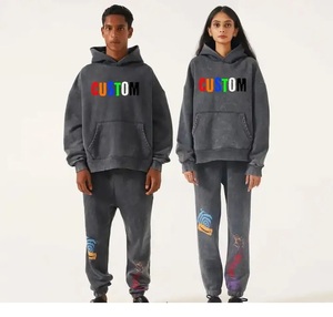 Ensemble de survêtements streetwear, pantalons de survêtement et sweats à capuche, survêtements oversize de haute qualité pour hommes, survêtement délavé à l'acide - Product Image 3