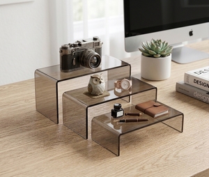 Étagère de présentation moderne à 3 niveaux, support autoportant en acrylique poli pour la décoration - Product Image 1