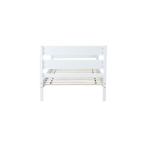 Lit double en bois de caoutchouc blanc avec tête et pied de lit rembourrés - Product Image 2