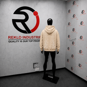 Sweat à capuche zippé oversize beige premium, motif étoile, inspiré des créateurs, mode urbaine moderne, style urbain, élégant au quotidien, qualité premium - Product Image 4