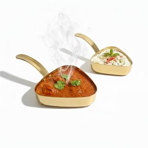 Cuencos de Acero para Servir con Asa, Acabado Dorado Martillado, para Aperitivos, Ensaladas, Servicio Elegante - Product Image 5