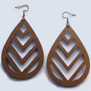 Pendientes de Madera con Corte Ligero en Forma de Lágrima Hawaiana, Joyería de Moda, Accesorio al por Mayor de Crafted Treasures India - Product Image 1