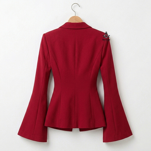 Greek Apparel Heritage Masonic Regalia Red Women Blazer <b>Coat</b> With <b>Flare</b> Sleeves Sorority Embroidery Office Lady Style - Product Image 3