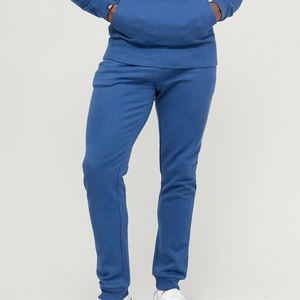 Ensemble sweat à capuche et pantalon de jogging en molleton bleu pour homme, coupe décontractée, tenue d'automne, couleur unie, survêtement tricoté - Product Image 5