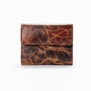 Unisex Genuine Cowhide Leather <b>Card</b> <b>Holder</b> <b>Wallet</b> open Closure and Patchwork Design - Product Image 1