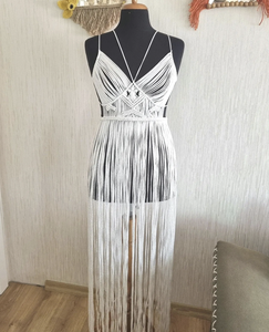 Vestido con Flecos de Macramé: Atuendo Bohemio para Festivales, Boda en la Playa - Product Image 2