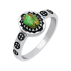 Gourik Oval <b>Green</b> Copper Turquoise 925 Sterling Silver <b>Ring</b> Handmade Vintage Luxury Gemstone Jewelry Unisex Children's Everyday - Product Image 1