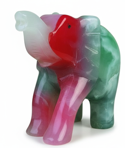 Statue d'éléphant en onyx multicolore sculptée à la main, sculpture décorative en pierre, cadeau pour la maison ou le bureau, fournisseur en gros, exportateur en ligne - Product Image 1