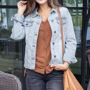 Manufacturer Wholesale Basic <b>Denim</b> <b>Jackets</b> Custom Basic Solid Color Patchwork Breathable High-quality Woman <b>Denim</b> <b>Jacket</b> - Product Image 4