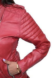 Veste en cuir pour femme OEM/ODM personnalisable en couleur et design avec tissu réfléchissant - Product Image 2