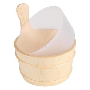 Natural Wooden Bucket with Ladle Handcrafted <b>Bath</b> Kitchen Utility Tub Multipurpose Wooden Container - Product Image 3