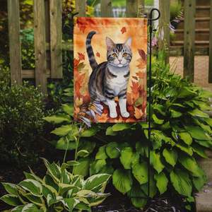 American Wirehair Cat Fall Leaves Multicolor Drapeau décoratif de cour Bannière pour patio Oeuvre d'art Taille de jardin pour boîte aux lettres Lits de fleurs - Product Image 2