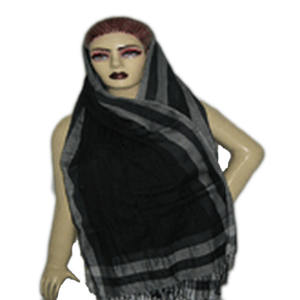 Écharpe longue en soie de couleur noire organique unie avec bordure en soie - Product Image 1