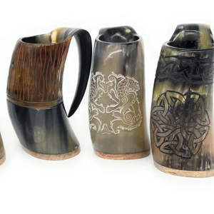 Chope à bière artisanale écologique style Viking avec poignée en corne de buffle naturelle, design vintage pour usage domestique, accessoire de vente en gros - Product Image 4