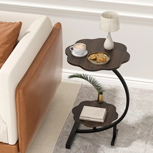 Mesa Auxiliar Contemporánea con Base de Metal Curvada, Superficie de Metal, Dos Niveles, Mesa de Acento Moderna, Muebles para el Hogar, Decoración para Sala de Estar y Dormitorio - Product Image 6
