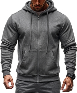 Ensemble de sport décontracté pour homme, personnalisé, automne-hiver, respirant, imperméable, à fermeture éclair, manches longues, à capuche, couleur unie, polaire, design 2 en 1 - Product Image 3