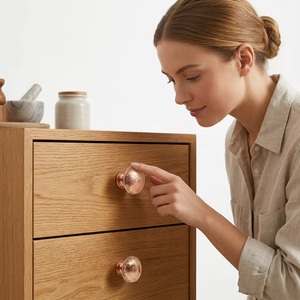Traditional Bronze Cabinet <b>Knob</b> Round Decorative Floral Design Durable Furniture Handle for Storage Closet Use - Product Image 3