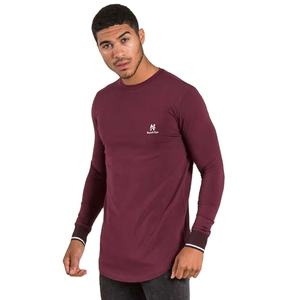 Fabricantes OEM, camiseta con logotipo exclusivo personalizado para hombres de la calle, camisa con dobladillo curvo de palangre con puños acanalados de algodón 100% - Product Image 1