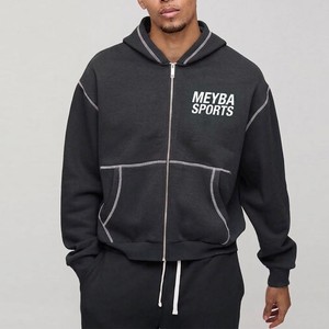 เสื้อฮู้ดซิปผู้ชาย Meyba Sports ทรงหลวม สีพื้น โลโก้ด้านหน้า สไตล์สปอร์ต เหมาะสำหรับใส่ในฤดูหนาว รับสกรีนโลโก้ ผ้าเฟรนช์เทอร์รี่ - Product Image 4