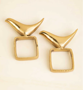 Anneau de serviette en laiton, motif oiseaux, forme carrée, pour décoration de table de dîner - Product Image 1