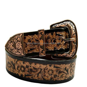 Premium <b>Men's</b> Vintage Western <b>Leather</b> Tooling <b>Belt</b> Hand Carved Sunflower Engraved Hot Sale India Customized Fashion Accessories - Product Image 6