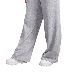 Pantalones Deportivos de Cintura Alta y Pierna Ancha para Mujer, Corte Holgado, Color Gris, Algodón, Casuales, Cintura Elástica, Color Sólido, para Otoño - Product Image 2
