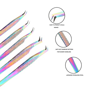 Pince à épiler d'extension de cils en acier inoxydable testée à la main poignée en diamant Logo personnalisé pointe pointue outil de beauté prix de détail accessoire - Product Image 3