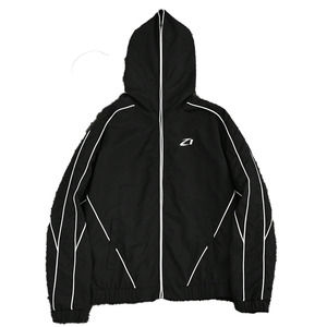Veste coupe-vent à capuche entièrement zippée noire personnalisée pour homme, avec bandes réfléchissantes, style streetwear, coupe-vent léger, veste de sport pour homme - Product Image 1