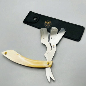 Professional Straight Cut Throat Shavette Razor Folding <b>Knife</b> with Natural <b>Bone</b> <b>Handle</b> Vintage Barber Shaving Tool Men Grooming - Product Image 1