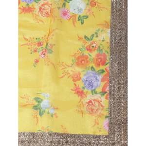 Charmant Lehenga Choli semi-cousu en organza imprimé floral jaune pour mariage, 2000g - Product Image 2