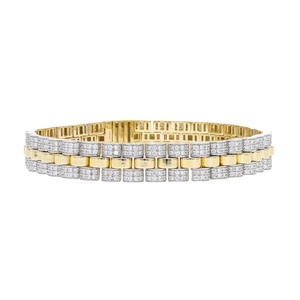 Bracelet tennis symétrique pour homme en or 14 carats plaqué rhodium, serti de diamants blancs naturels ovales de 5,28 carats, couleur F, bijoux de luxe - Product Image 1