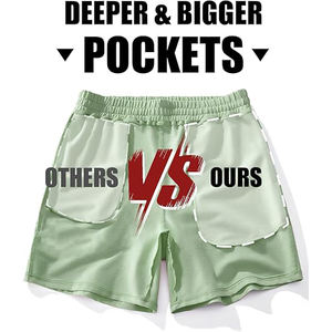 Shorts cargo décontractés en toile épaisse, multi-poches, style charpentier, coupe ample, avec cordon de serrage, en coton - Product Image 4