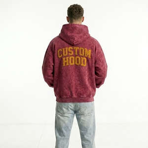 Sweat à capuche homme en molleton de coton épais, style vintage High Street, avec patch chenille personnalisé, épaules tombantes, haut streetwear rétro - Product Image 4