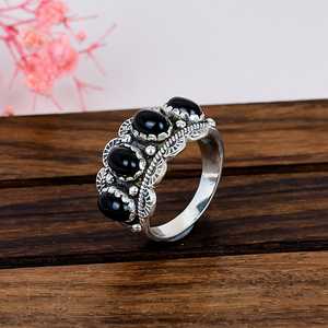 Black Onyx Statement Ring 925 Sterling Silver Band Ring, Natural Gemstone Jewelry Handmade <b>Gift</b> for Her - Product Image 6